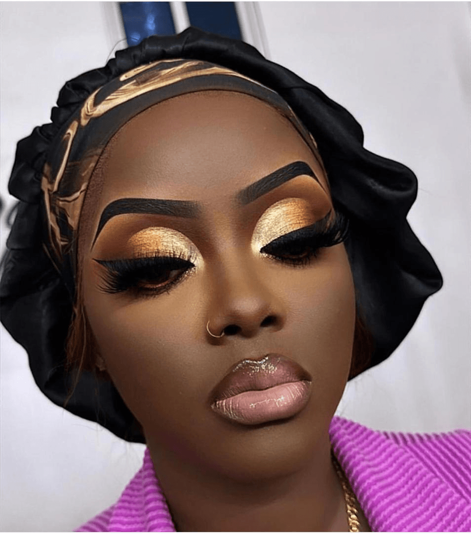 Amber and gold smoky eye glam look